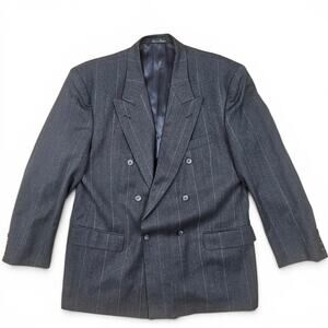 Hunting Horn J. Riggins 2 Pc Suit Mens 42R/35R VTG 90s Pinstripe Double Breasted